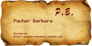 Pacher Barbara névjegykártya